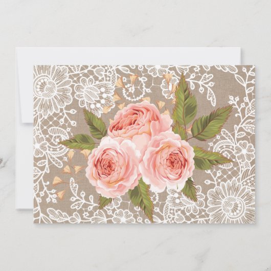 Burlap Lace Pink Floral Baby shower Cowgirl Boots Kaart (Achterkant)