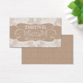 Burlap & Lace Print Bruiloft Drink Ticket Visitekaartje (Bureau)