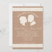 Burlap & Lace Print bruiloft uitnodiging (Voorkant)