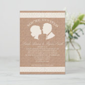 Burlap & Lace Print bruiloft uitnodiging (Staand voorkant)