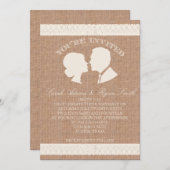 Burlap & Lace Print bruiloft uitnodiging (Voorkant / Achterkant)