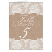 Burlap & Lace Print Trouwtafel nummer Kaarten (Voorkant)