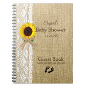 Burlap Lace Raffia Sunflower Afbeelding Guest Book Notitieboek (Voorkant)