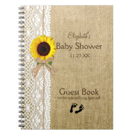 Burlap Lace Raffia Sunflower Afbeelding Guest Book Notitieboek