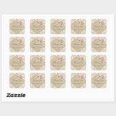 Burlap Lace & Roze Bow Baby shower Sticker (Vel)