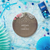 Burlap Lace Rustic Country Bloemen Huwelijk Papieren Bordje (Feest)