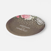 Burlap Lace Rustic Country Bloemen Huwelijk Papieren Bordje (Gekanteld)