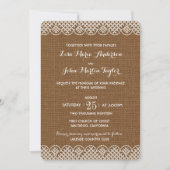 Burlap Lace Rustic Wedding Invitation Kaart (Voorkant)