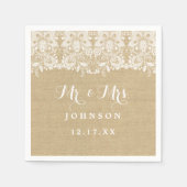Burlap Lace Rustiek Trouwpapier Servetten (Voorkant)