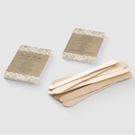 Burlap Lace Rustieke Huwelijksprogramma Fan Handwaaier (Niet-gemonteerd)