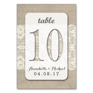 Burlap Lace Rustieke Trouwtafel Nummer Kaart 10