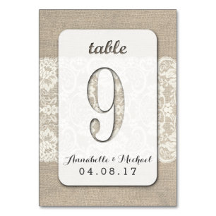 Burlap Lace Rustieke Trouwtafel Nummer Kaart 9