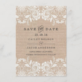 Burlap & Lace Save the Date Kaart