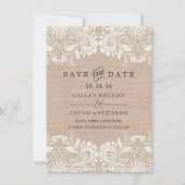 Burlap & Lace Save the Date Kaart (Voorkant)
