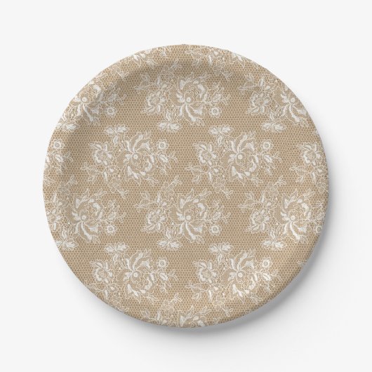 Burlap & Lace Shabby Chic Floral Paper Bord (Voorkant)