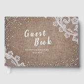 Burlap Lace Silglitter Rustic country Wedding Gastenboek (Voorkant)
