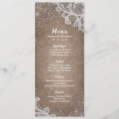 Burlap Lace Silglitter Rustige trouwmenu Menu (Voorkant)
