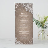 Burlap Lace Silglitter Rustige trouwmenu Menu (Staand voorkant)