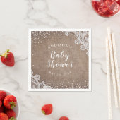 Burlap Lace Silver Glitter Rustige baby shower Servet (Insitu)