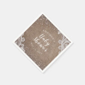 Burlap Lace Silver Glitter Rustige baby shower Servet (Hoek)