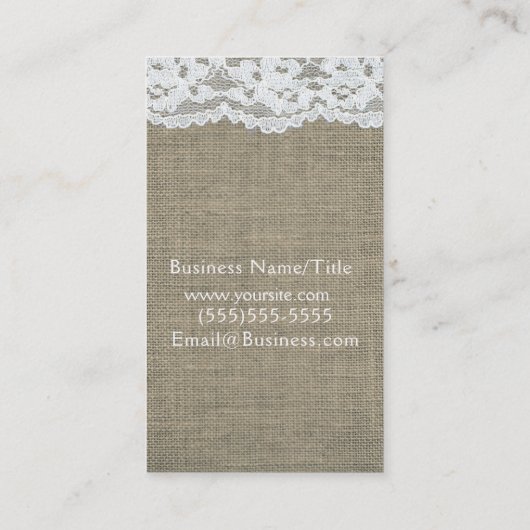 Burlap & Lace Simple Rustic Country Elegant Chic Visitekaartje (Achterkant)