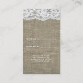 Burlap & Lace Simple Rustic Elegant Verwijs een vr Aanbevelingskaartje (Achterkant)