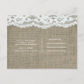 Burlap & Lace Simple Rustic Wedding Save the Date Aankondigingskaart (Achterkant)