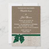 burlap lace smarald bruiloft kaart (Voorkant)