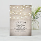 Burlap Lace String Lights Rustiek vrijgezellenfees Kaart (Staand voorkant)