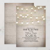 Burlap Lace String Lights Rustiek vrijgezellenfees Kaart (Voorkant / Achterkant)
