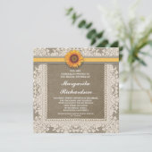 Burlap Lace & Sunflower Bruids Douche Uitnodiginge Kaart (Staand voorkant)