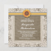Burlap Lace & Sunflower Bruids Douche Uitnodiginge Kaart (Voorkant)