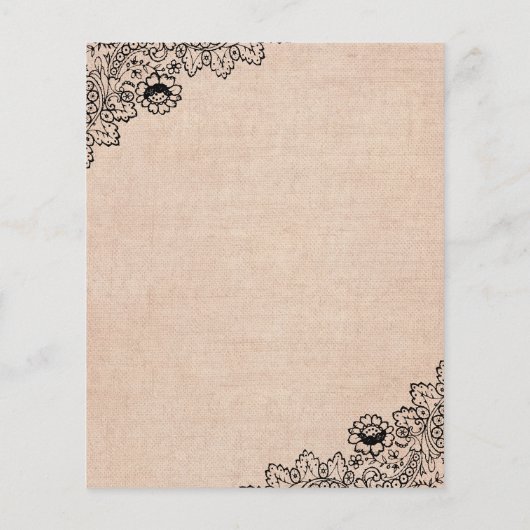 Burlap Lace Sunflower Budget Weddenschap (Achterkant)