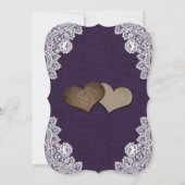 Burlap Lace Sunflower Paars Wedding Invitations Kaart (Achterkant)