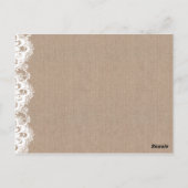 Burlap Lace trouwplaats instelling dank u kaarten (Achterkant)