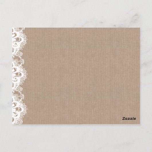 Burlap Lace trouwplaats instelling dank u kaarten (Achterkant)