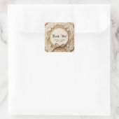 Burlap Lace & Twine Bow Rustieke bruiloft Vierkante Sticker (Tas)