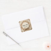 Burlap Lace & Twine Bow Rustieke bruiloft Vierkante Sticker (Envelop)