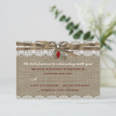 Burlap & Lace Vintage Kerstfeest RSVP Kaartje (Staand voorkant)