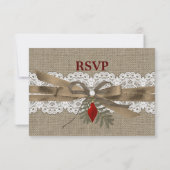 Burlap & Lace Vintage Kerstfeest RSVP Kaartje (Achterkant)
