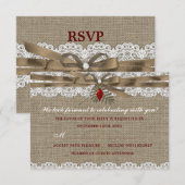 Burlap & Lace Vintage Kerstfeest RSVP Kaartje (Voorkant / Achterkant)