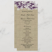 Burlap  Lace Wedding Programma Programmakaart (Voorkant / Achterkant)