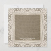 Burlap Lace & White Rose Bruids Douche Uitnodiging (Achterkant)