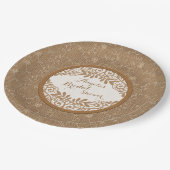 Burlap Lace Wood Rustiek Bruiloft Vrijgezellenfees Papieren Bordje (Gekanteld)