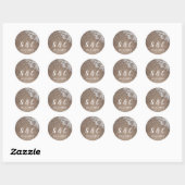 Burlap Lace zilveren glitter rustiek bruiloft mono Ronde Sticker (Vel)