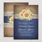 Burlap Lace Zonnebloem Marine Rustieke Engagement  Kaart (Voorkant / Achterkant)