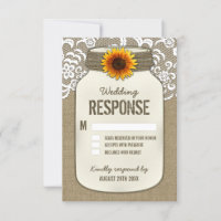 Burlap Lace Zonnebloem Mason Jar Bruiloft RSVP Kaa