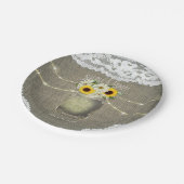 Burlap Lace Zonnebloemen & Daisies Mason Jar Bruil Papieren Bordje (Gekanteld)