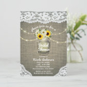 Burlap Lace Zonnebloemen & Daisies Mason Jar Rusti Kaart (Staand voorkant)