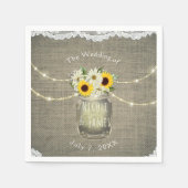 Burlap Lace Zonnebloemen & Daisies Mason Jar Rusti Servetten (Voorkant)